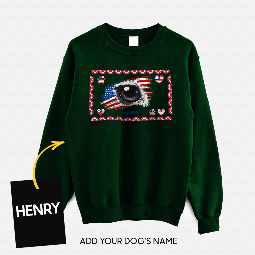Personalized Dog Gift Idea - America Flag With Dog Eye For Dog Lovers - Standard Crew Neck Sweatshirt