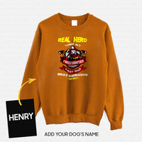 Thumbnail for Personalized Dog Gift Idea - Real Hero Firefighter Last Out Brotherhood For Dog Lovers - Standard Crew Neck Sweatshirt
