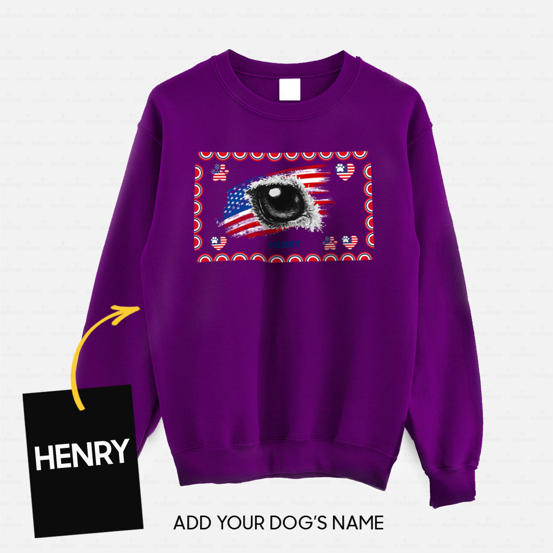 Personalized Dog Gift Idea - America Flag With Dog Eye For Dog Lovers - Standard Crew Neck Sweatshirt