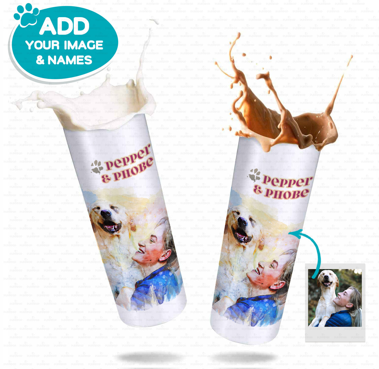 Personalized Dog Gift Idea - Watercolor Portrait For Puppy Lovers - Tumbler