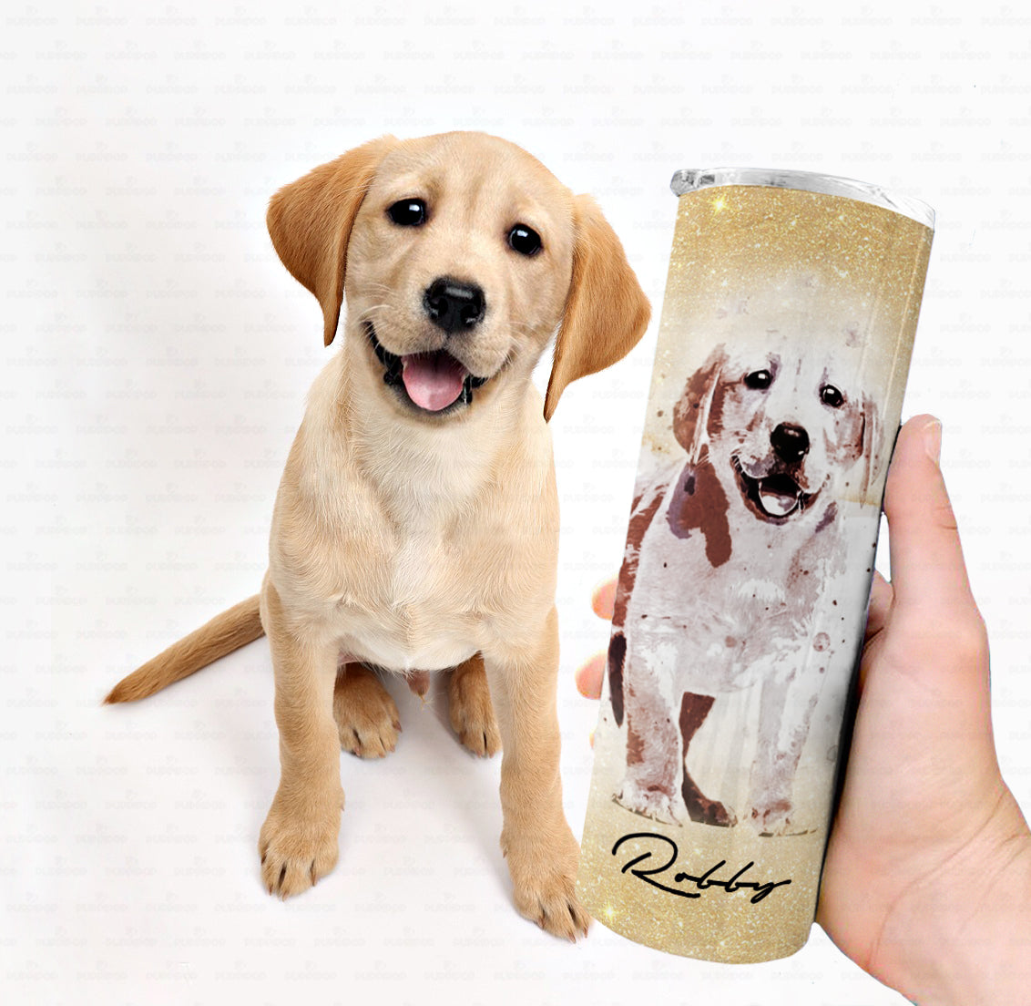 Personalized Dog Gift Idea - Watercolor Sparkle Portrait For Puppy Lovers - Tumbler