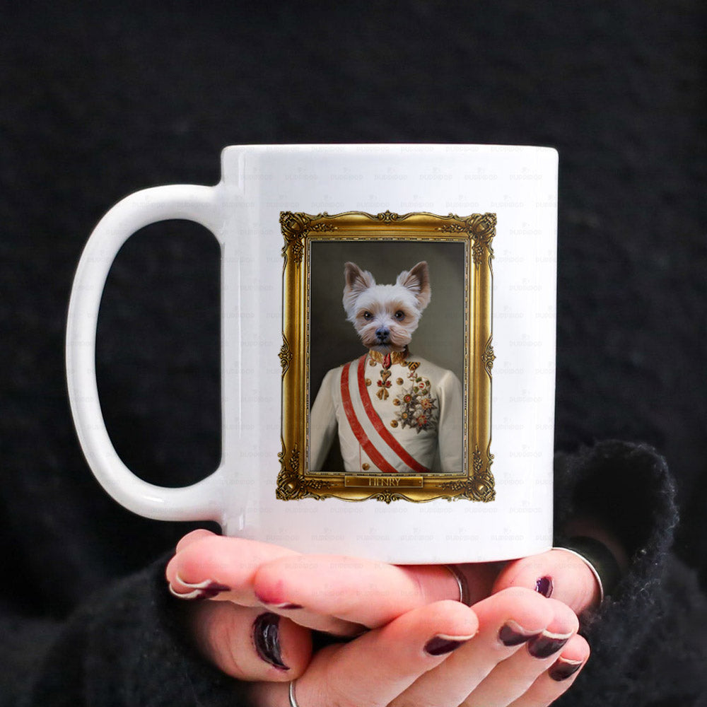 Personalized Dog Gift Idea - Royal Dog's Portrait For Dog Lovers - White Mug