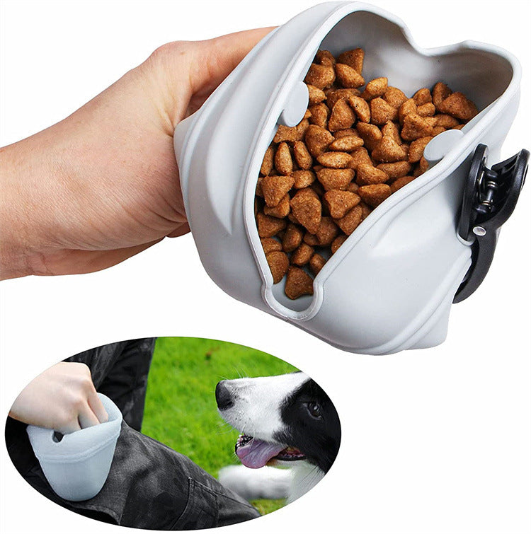 2PCS Puppy Feed Bundle Outdoor Silicone Reward Snack Waist Pocket Dog Treat Pouch Training Bag 91