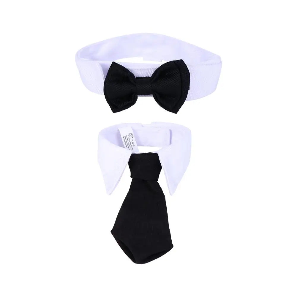 Pet Black Bow Tie Dog Collar for Weddings with Handcrafted Adjustable White Collar and Black Tie, Pet Accessories, Dog Style, Dog Fashion, Gift For Pet 28