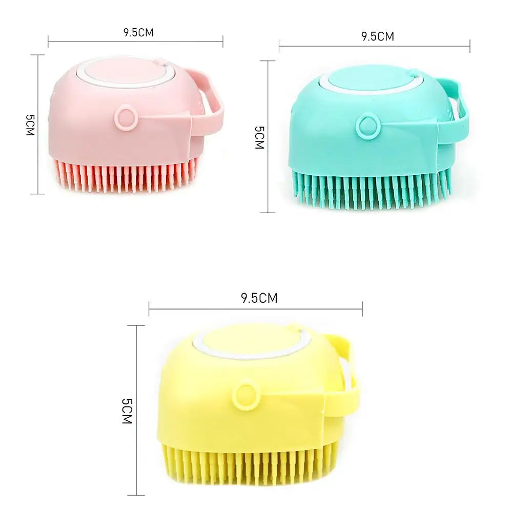 2PCS Pet Shampoo Brush Grooming Scrubber Comb with Massage for Dogs and Cats - Soft Silicone Rubber Bristles For Bathing and Brushing Short Hair,, Gift For Pet 85