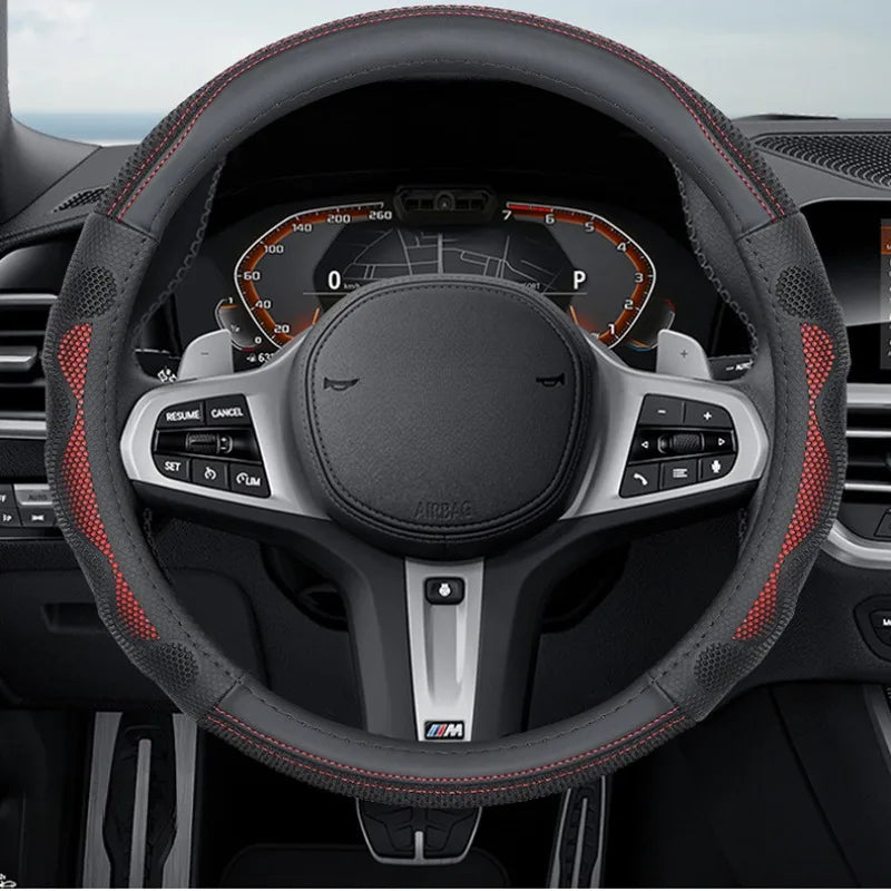 Ice Silk Steering Wheel Cover – Breathable Leather Grip Cover, Universal Fit for 37–38 cm Wheels