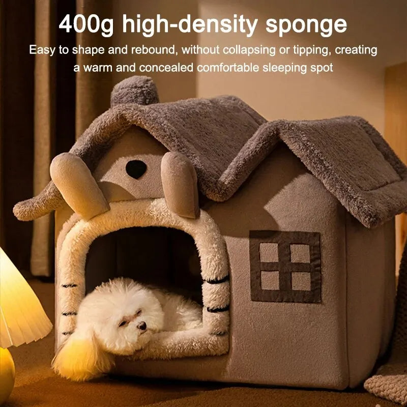 Cat / Dog House Bed - Removable Cushions - Soft Indoor - Pet Bed 115
