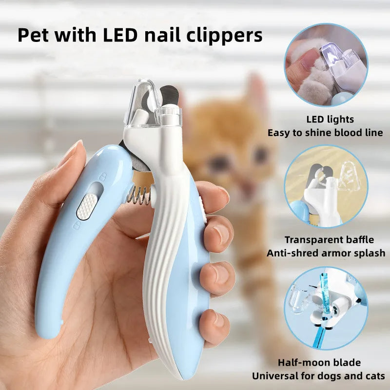2 PCS Pet Nail Clippers Dog Nail Clippers Cat Nail Clippers Led Electric Nail Polisher Pet Supplies 128