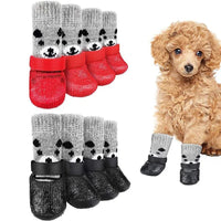 Thumbnail for 4pc/Set Dog Sock Anti-Slip Dog Booties with Strap Traction, Paw Protection for Indoor Hardwood Floor Outdoor, for Small to Large Dogs & Cats, Gift For Pet 80