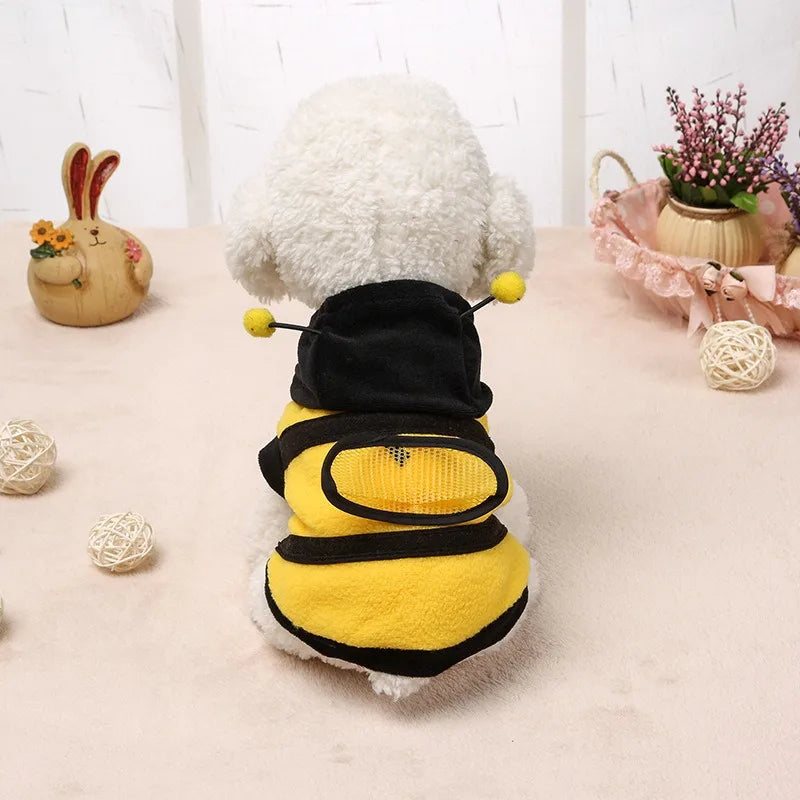 Dog Bee Costume Cute ＆ Funny Bumble Bee Dog Costume with D Ring Size M Soft Dog Hoodie Winter Outfit Keep Pets Warm for Small Dog Cosplay, Gift For Pet 77