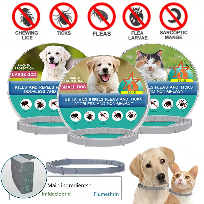 2PCS Natural & Safe Flea and Tick Collar for Dogs, Protection, Waterproof, Free Comb and Tick Removal Tool 95