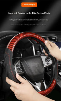 Thumbnail for Carbon Fiber Style Steering Wheel Cover – Breathable Anti-Slip Wear-Resistant Universal Interior Accessory