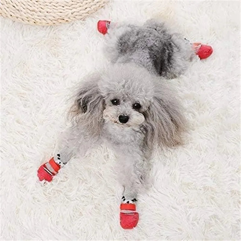 4pc/Set Dog Sock Anti-Slip Dog Booties with Strap Traction, Paw Protection for Indoor Hardwood Floor Outdoor, for Small to Large Dogs & Cats, Gift For Pet 80