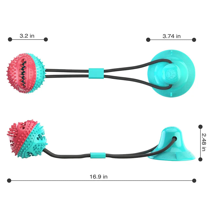 2PCS Dog Silicon Suction Cup Tug Interactive Ball Toy 122
