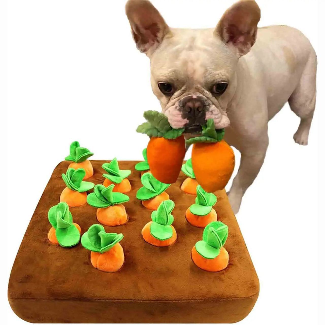 Toy Plush Plants Stuffed Carrots Farm Interactive Dog Toys, Carrot Snuffle Mat for Dogs Plush Puzzle Toys 2 in 1 Non-Slip Nosework Feed Games for Aggressive Chewers Pet Stress Relief with 12 Carrots, Puppy Toys, Gift For Pet 46