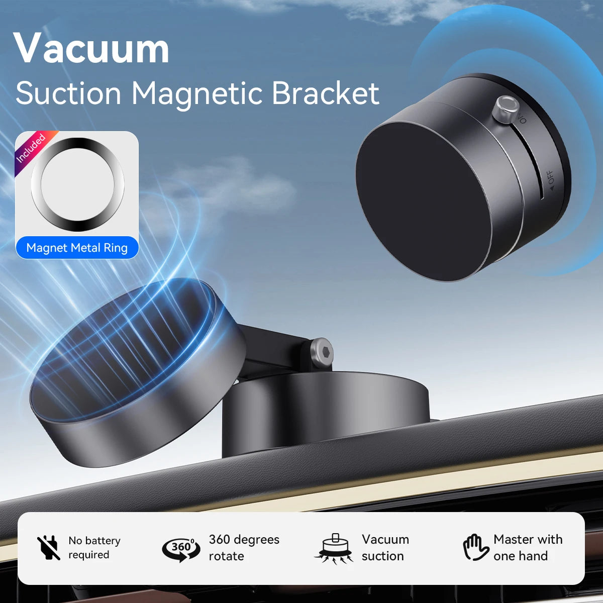 Mini 360° Magnetic Phone Holder – Foldable Suction Stand for iPhone & Android, Double-Sided Mount