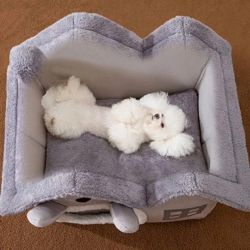 Cat / Dog House Bed - Removable Cushions - Soft Indoor - Pet Bed 115