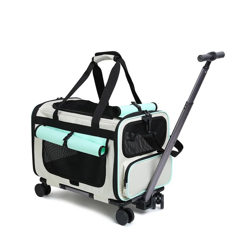 Extra Large Pet Trolley Carrier – Foldable Detachable Rolling Cat & Dog Travel Bag