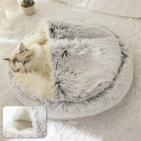 Thumbnail for Cat Bed Round Soft Plush Fluffy Cave Hooded Cat Bed Donut for Dogs & Cats, Faux Fur Cuddler Round Cushion Comfortable Self Warming Pet Bed, Machine Washable 97