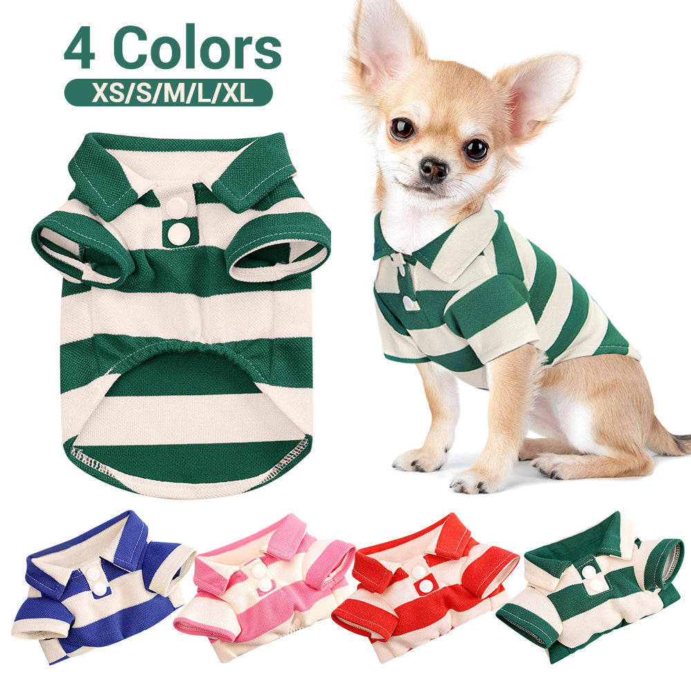 100% Cotton Striped Dog Polo, Pet Cat Dog Cute Stripe Collared Polo Shirt, Dog Polo Shirt - Two Button Dog Polo, , Gift For Pet 72