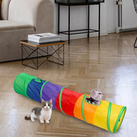 Thumbnail for Cat Tunnel, Cat Tubes for Indoor Cats Collapsible Cat Play Toy for Puzzle Exercising Hiding Training and Running with a Red Fun Ball and 2 Holes (25&120cm) (Colorful) 98
