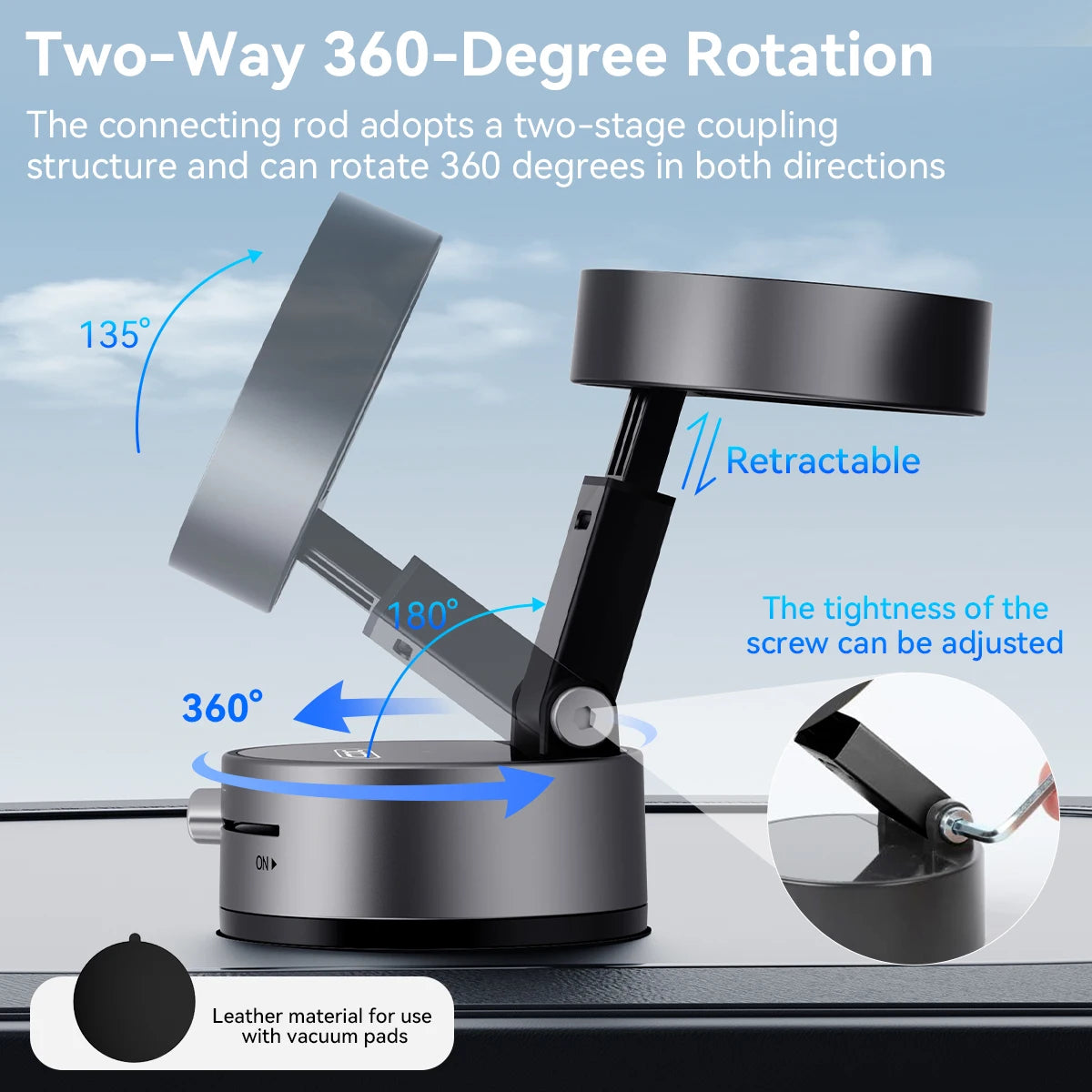 Mini 360° Magnetic Phone Holder – Foldable Suction Stand for iPhone & Android, Double-Sided Mount