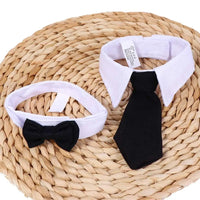 Thumbnail for Pet Black Bow Tie Dog Collar for Weddings with Handcrafted Adjustable White Collar and Black Tie, Pet Accessories, Dog Style, Dog Fashion, Gift For Pet 28