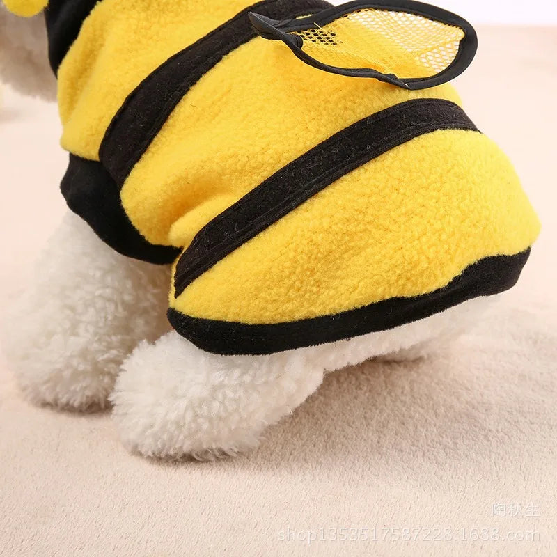 Dog Bee Costume Cute ＆ Funny Bumble Bee Dog Costume with D Ring Size M Soft Dog Hoodie Winter Outfit Keep Pets Warm for Small Dog Cosplay, Gift For Pet 77