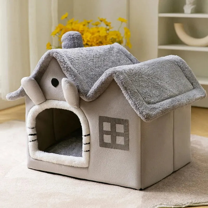 Cat / Dog House Bed - Removable Cushions - Soft Indoor - Pet Bed 115