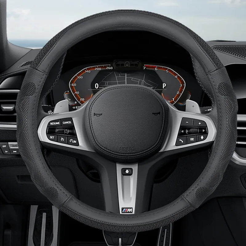Ice Silk Steering Wheel Cover – Breathable Leather Grip Cover, Universal Fit for 37–38 cm Wheels