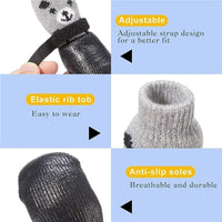 Thumbnail for 4pc/Set Dog Sock Anti-Slip Dog Booties with Strap Traction, Paw Protection for Indoor Hardwood Floor Outdoor, for Small to Large Dogs & Cats, Gift For Pet 80