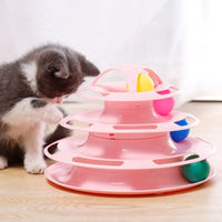 Thumbnail for 4-Layer Cat Turntable Toy - Interactive Play Track Tower, Colorful Balls Exerciser Game, Fun Puzzle Kitty Toy 129