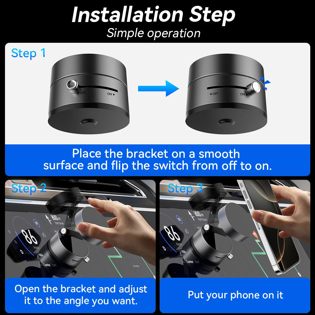 Mini 360° Magnetic Phone Holder – Foldable Suction Stand for iPhone & Android, Double-Sided Mount