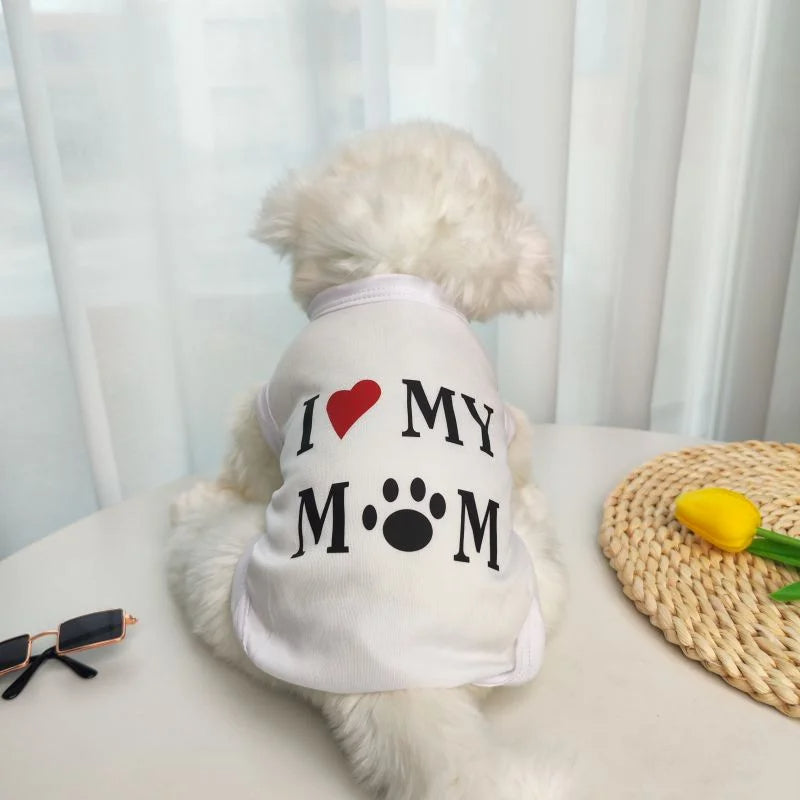 Pet Dog & Cat Shirt Screen Printed, "I Love My Mom", Gift For Pet 74