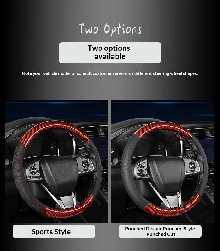 Carbon Fiber Style Steering Wheel Cover – Breathable Anti-Slip Wear-Resistant Universal Interior Accessory