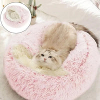 Thumbnail for Cat Bed Round Soft Plush Fluffy Cave Hooded Cat Bed Donut for Dogs & Cats, Faux Fur Cuddler Round Cushion Comfortable Self Warming Pet Bed, Machine Washable 97