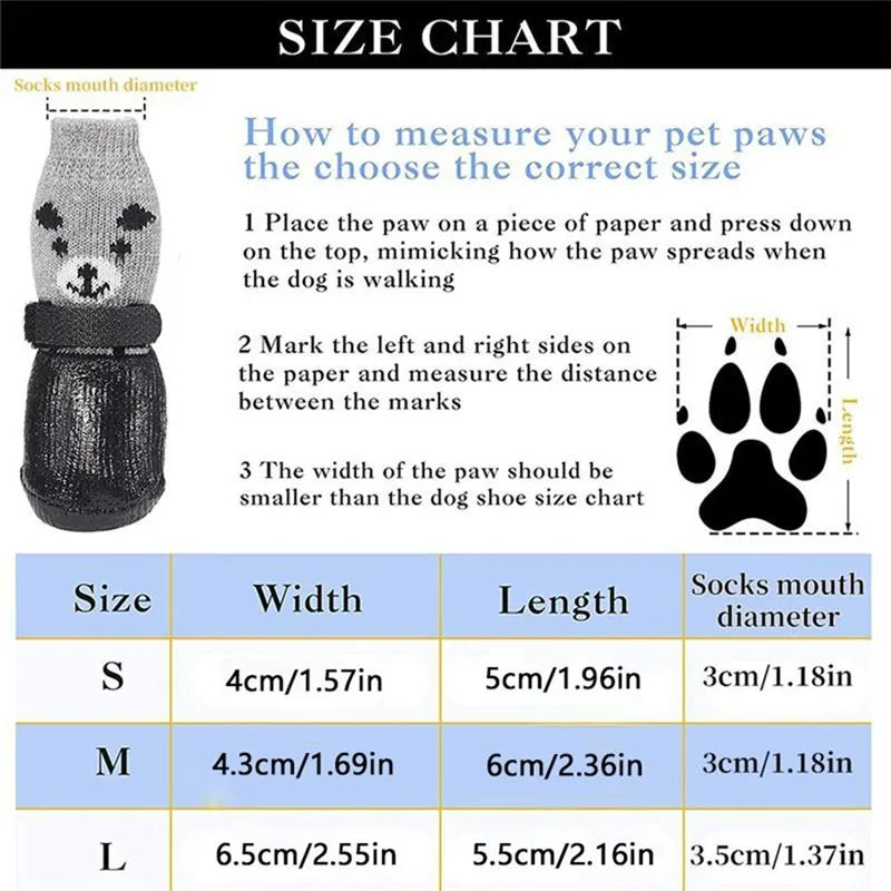 4pc/Set Dog Sock Anti-Slip Dog Booties with Strap Traction, Paw Protection for Indoor Hardwood Floor Outdoor, for Small to Large Dogs & Cats, Gift For Pet 80