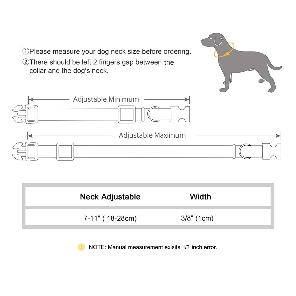 2PCS Personalized Dog Collar, 10 Nylon Colors Choices, Monogram Buckle Dog ID Tag, Custom Name Dog Collar 111