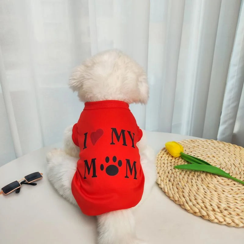 Pet Dog & Cat Shirt Screen Printed, "I Love My Mom", Gift For Pet 74