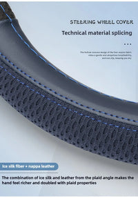 Thumbnail for Ice Silk Steering Wheel Cover – Breathable Leather Grip Cover, Universal Fit for 37–38 cm Wheels