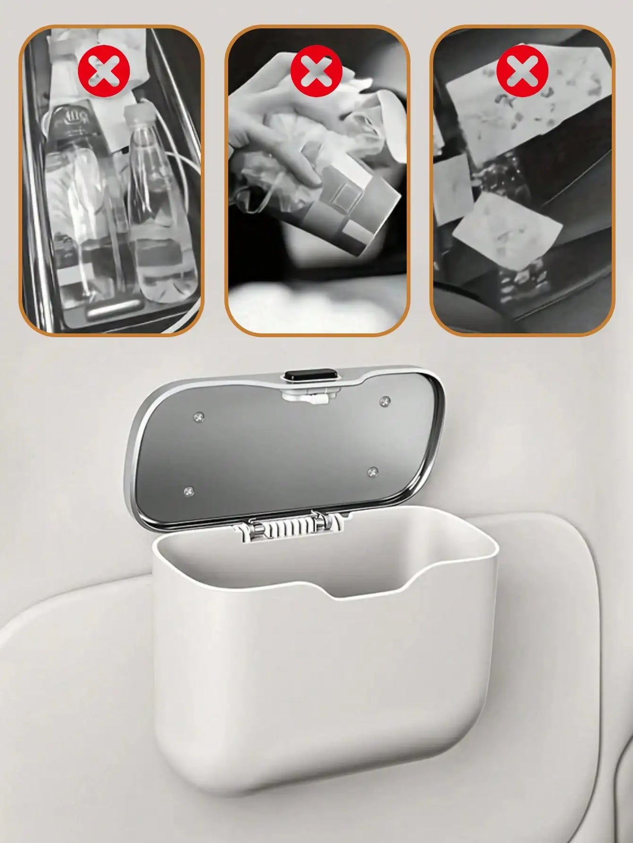 Multi-Functional Car Trash Bin – ABS Vehicle Trash Can & Storage Organizer