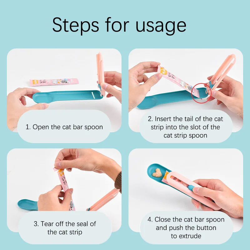 4 PCS Pet Feeder Cat Strip Squeeze Spoon, Multifunctional Pet Spoons Cat Feeder, Cat Wet Food Spoon Pet Food Spoon for Lickable Wet Cat Treats Pet Liquid Snack Feeding 93