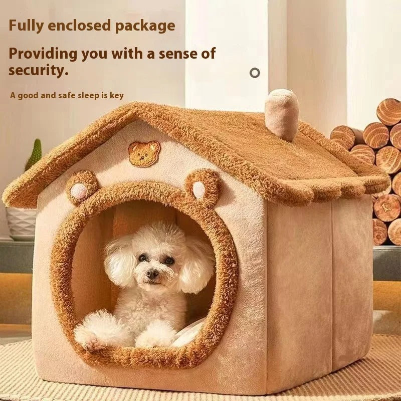 Cozy Pet House Bed – Removable Washable Indoor Bed for Small Dogs & Cats