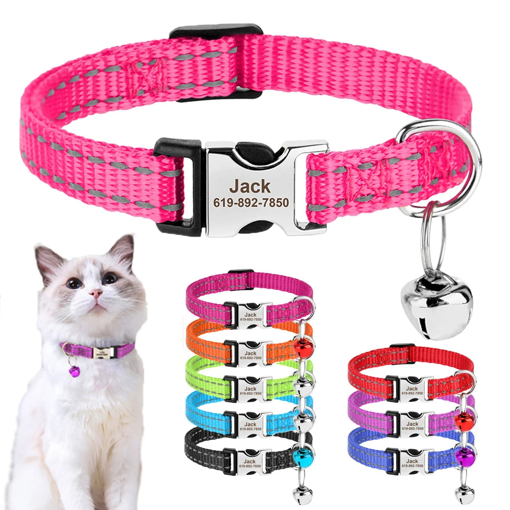 2PCS Personalized Dog Collar, 10 Nylon Colors Choices, Monogram Buckle Dog ID Tag, Custom Name Dog Collar 111