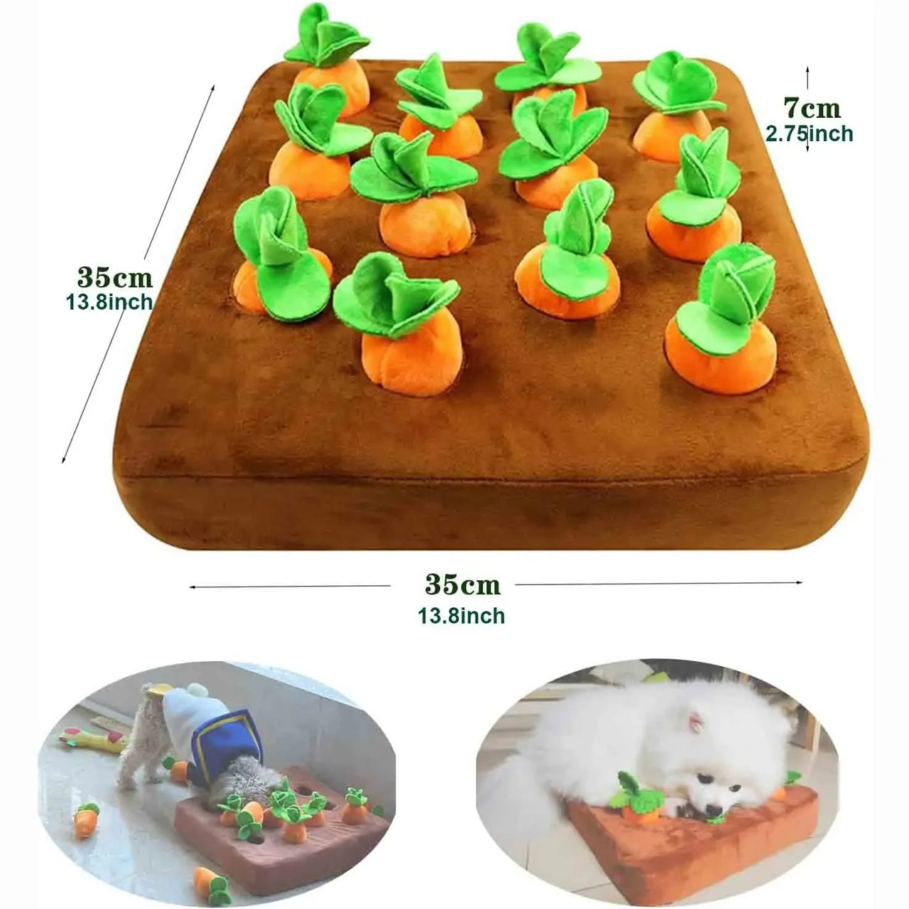 Toy Plush Plants Stuffed Carrots Farm Interactive Dog Toys, Carrot Snuffle Mat for Dogs Plush Puzzle Toys 2 in 1 Non-Slip Nosework Feed Games for Aggressive Chewers Pet Stress Relief with 12 Carrots, Puppy Toys, Gift For Pet 46