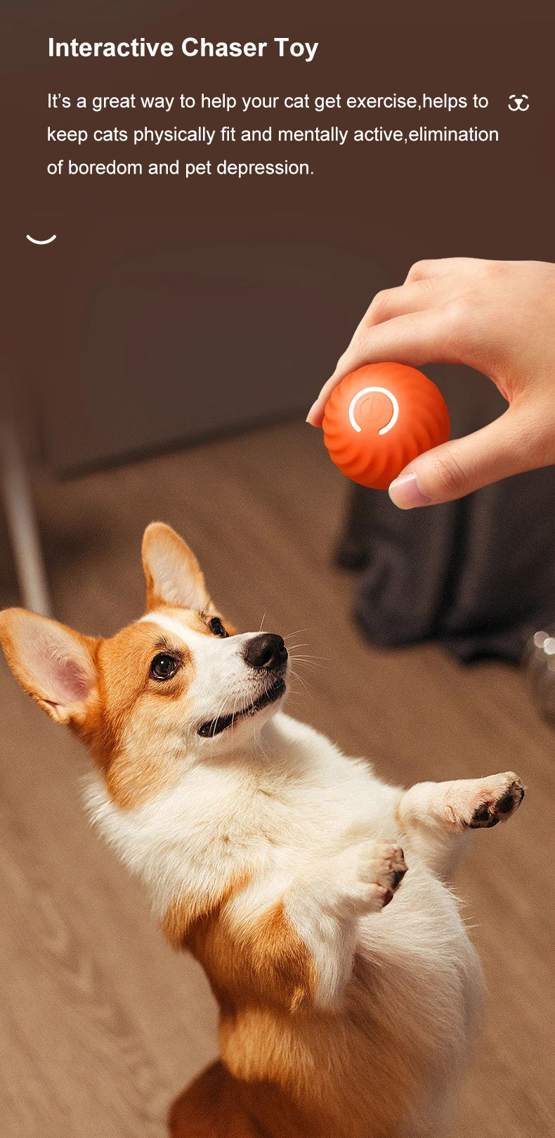 Interactive Pet Ball Peppy Pet Ball Cat Toys Automatic Rolling Ball Automatic Moving Bouncing Rotating Ball Pet Ball Toys for Pet Dog Cat, Puppy Toys, Gift For Pet 42