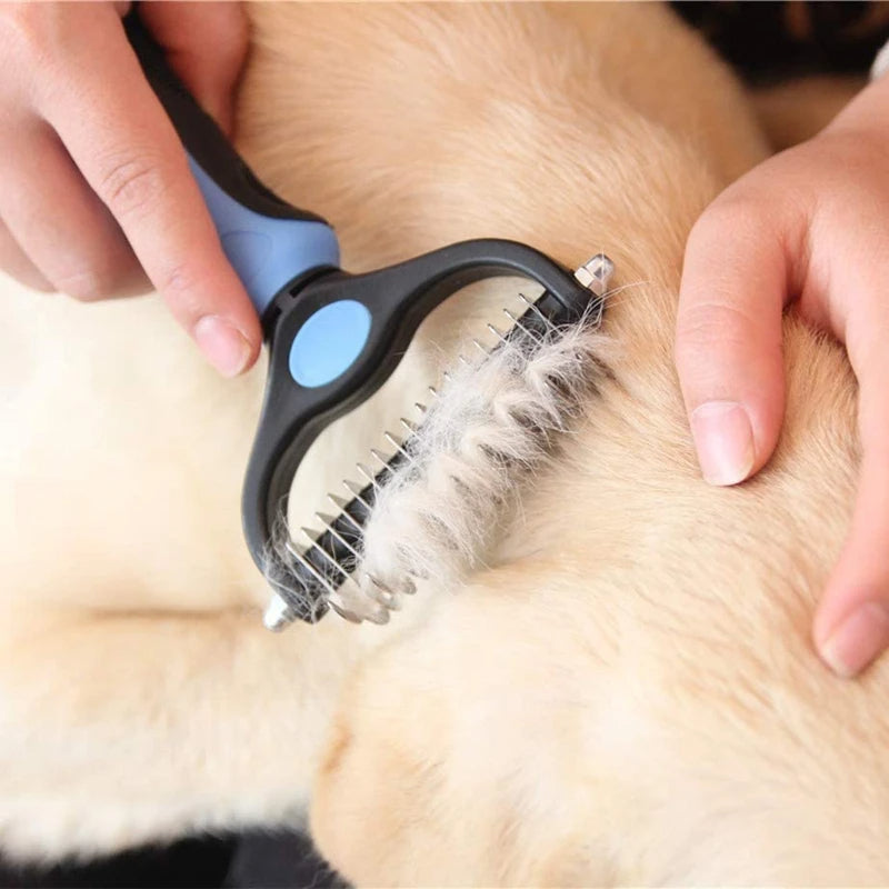 2pcs Grooming Brush For Pet Dog Cat Deshedding Tool Rake Comb Fur Remover Reduce 2-Side Dematting Tool For Pets Grooming Brush Double Sided,, Gift For Pet 83
