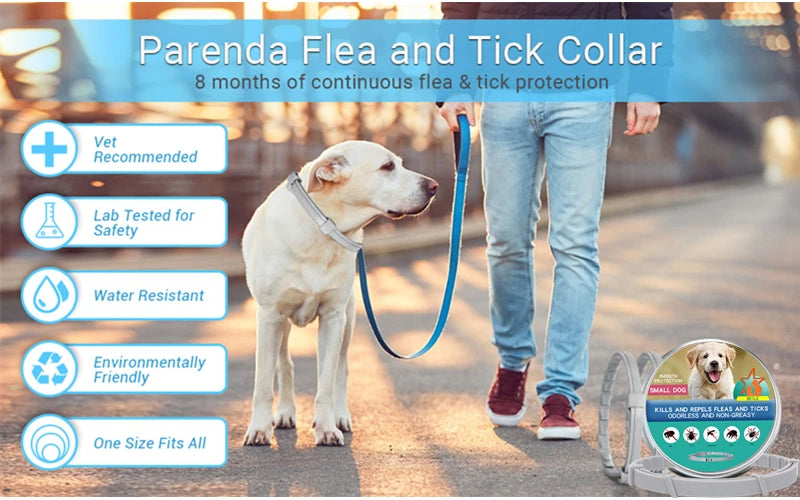 2PCS Natural & Safe Flea and Tick Collar for Dogs, Protection, Waterproof, Free Comb and Tick Removal Tool 95