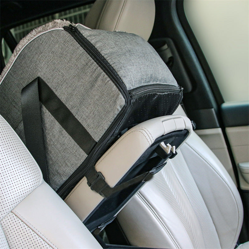 Dog Car Seat Center Console Seat Pet Booster for Small Dogs and Cats - Delicate Leather