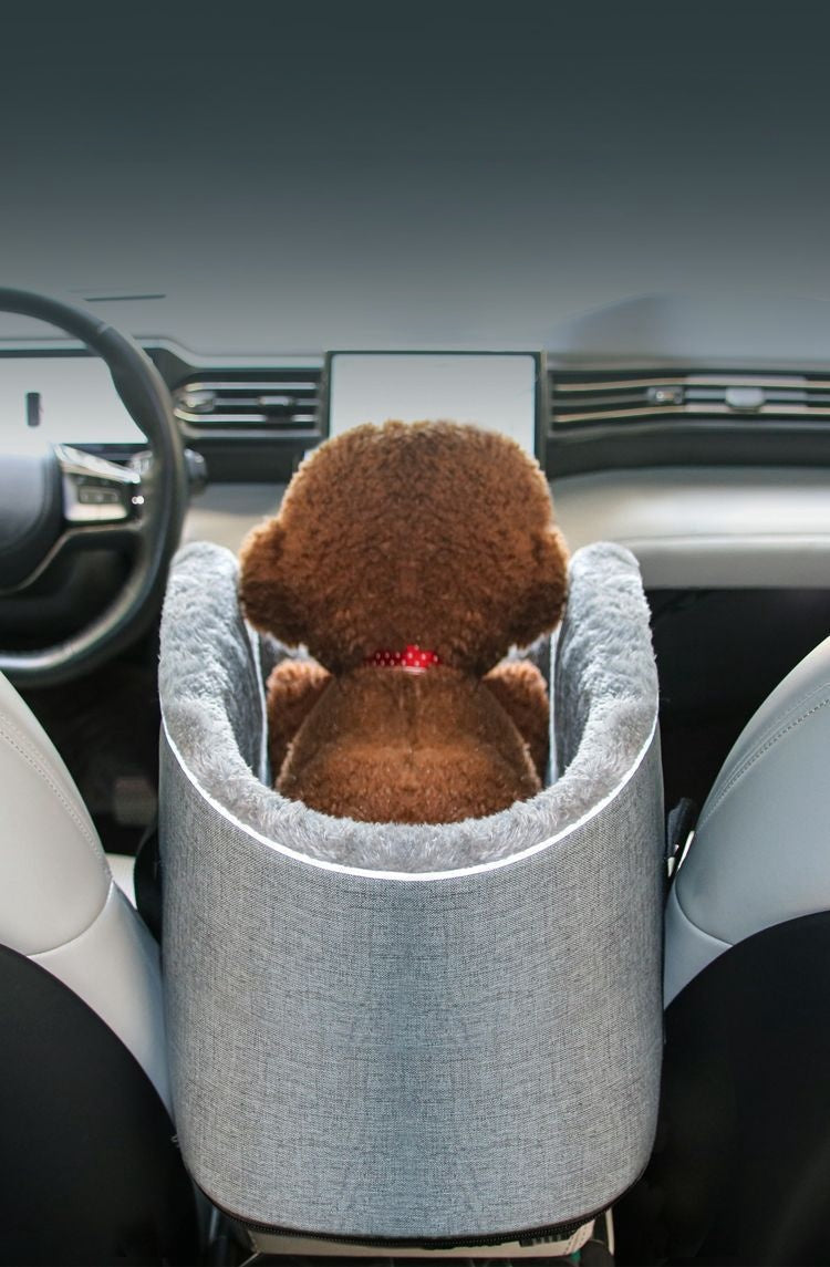 Dog Car Seat Center Console Seat Pet Booster for Small Dogs and Cats - Delicate Leather